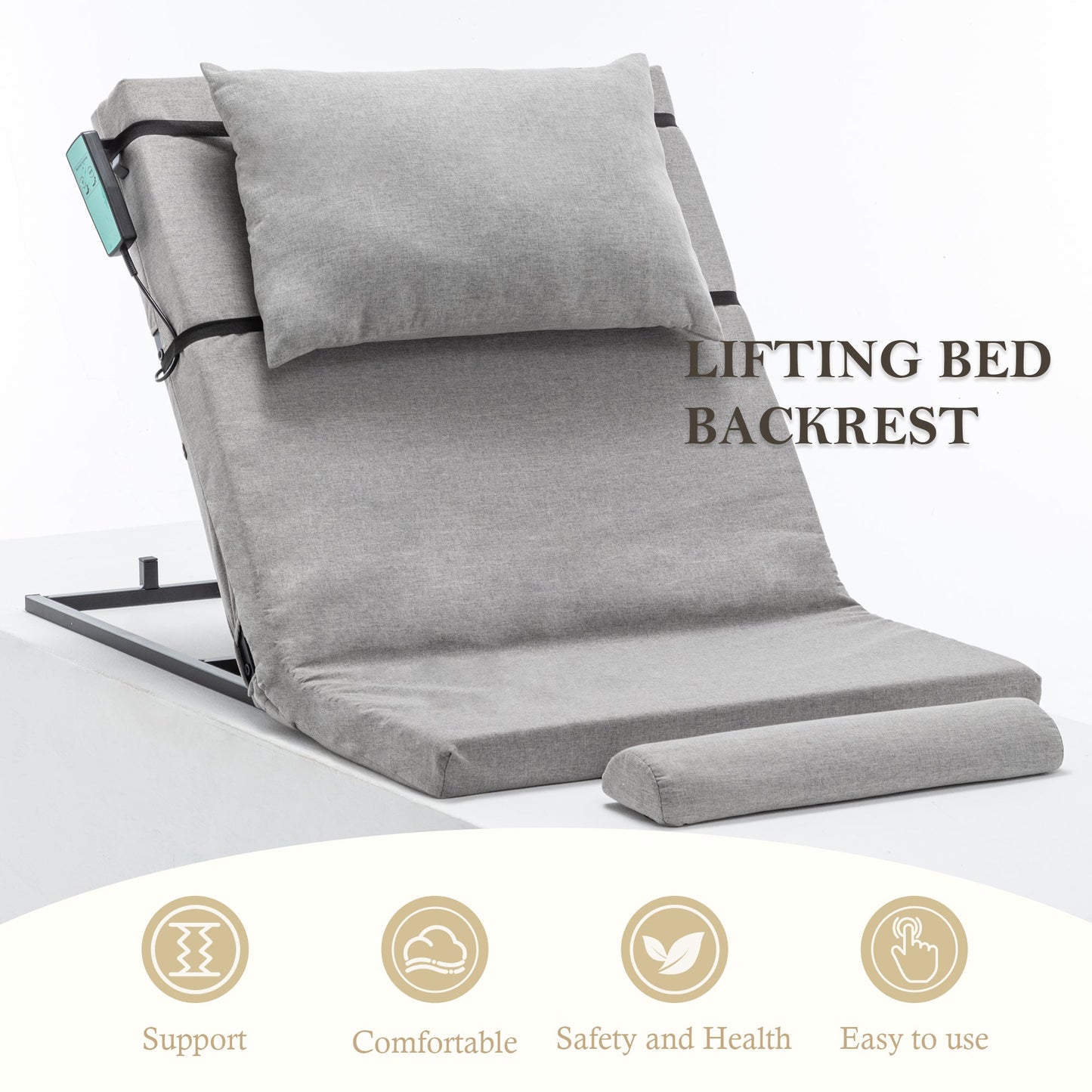 Bed Backrest Electric Adjustable 4-68 Degree Remote Washable 300 LB 47 In