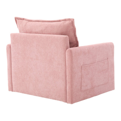 Accent Chair Swivel Barrel Chenille Pink Memory Foam