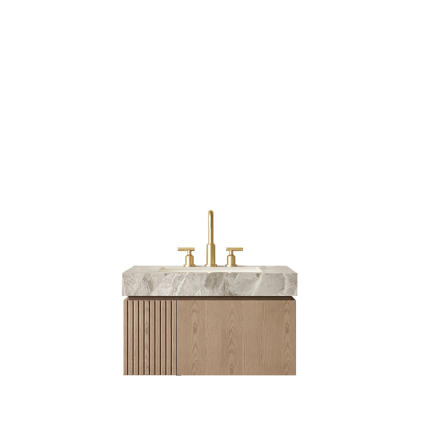 30' Floating Bathroom Vanity with Sintered Stone Top and Ceramic Basin, Heidelberg