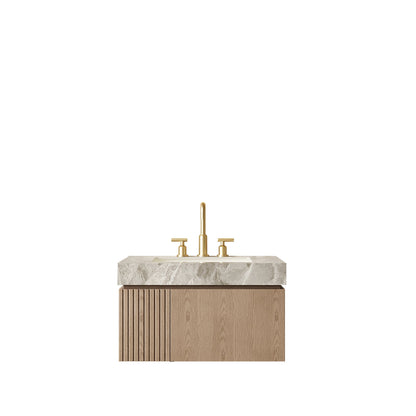30' Floating Bathroom Vanity with Sintered Stone Top and Ceramic Basin, Heidelberg