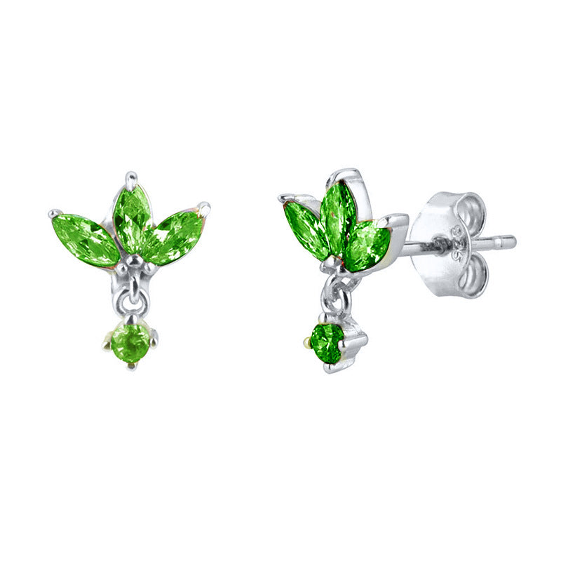 S925 Silver Needle Stud Earrings With Zircon Butterfly Design