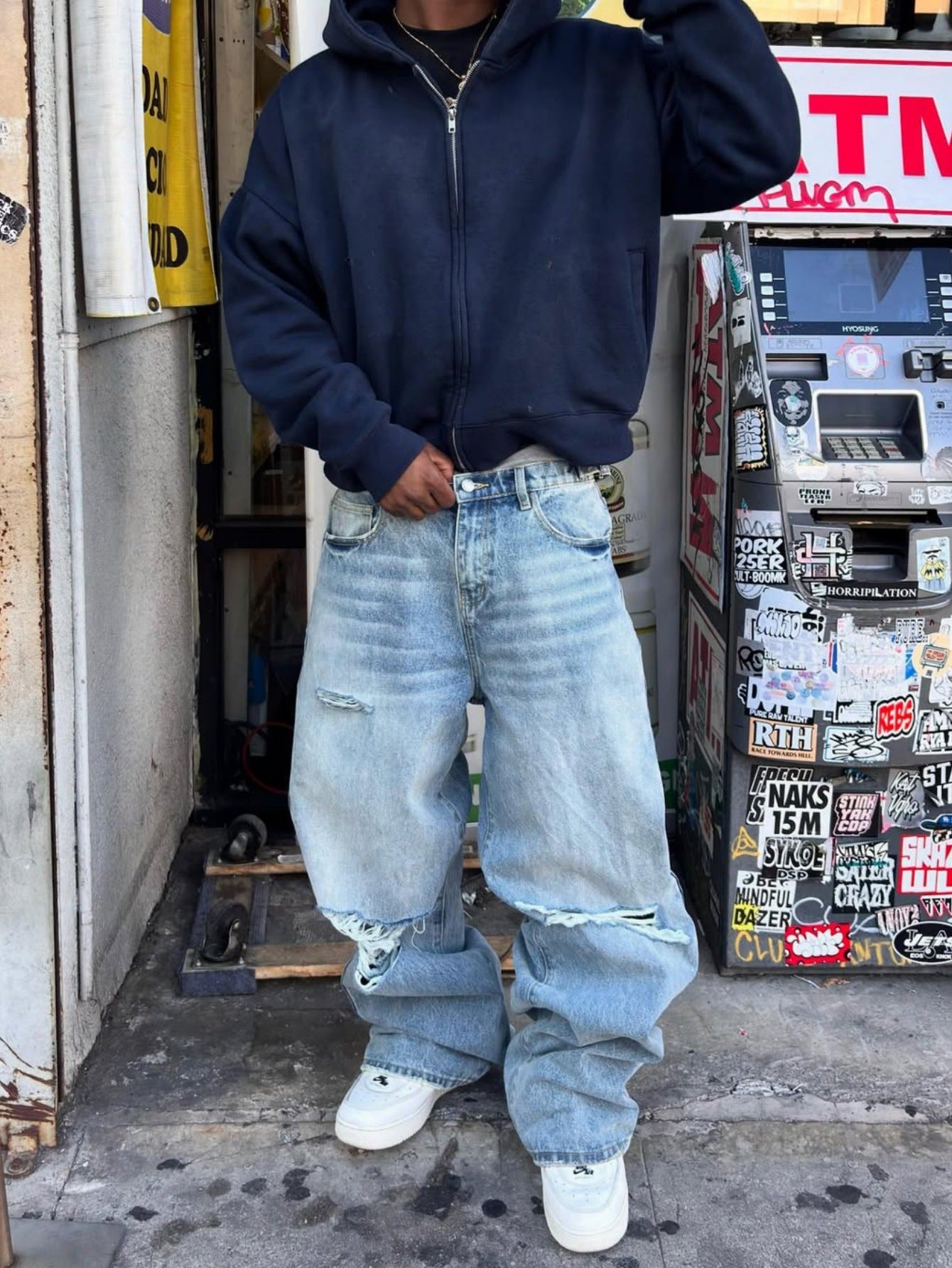 High-street American-style Ripped Jeans For Men