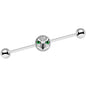 14G Black White Owl Industrial Barbell 37mm