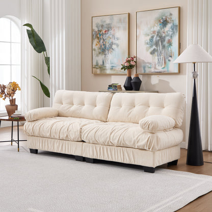 Sectional Sofa Cloud Modular Flannelette Beige 2 Seat 88 In 4 Pillows