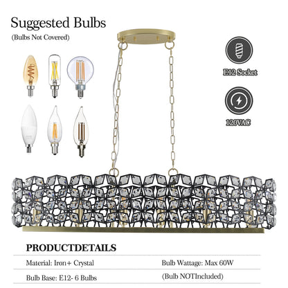 Chandelier Crystal Black Gold Geometric Modern Pendant 39 In