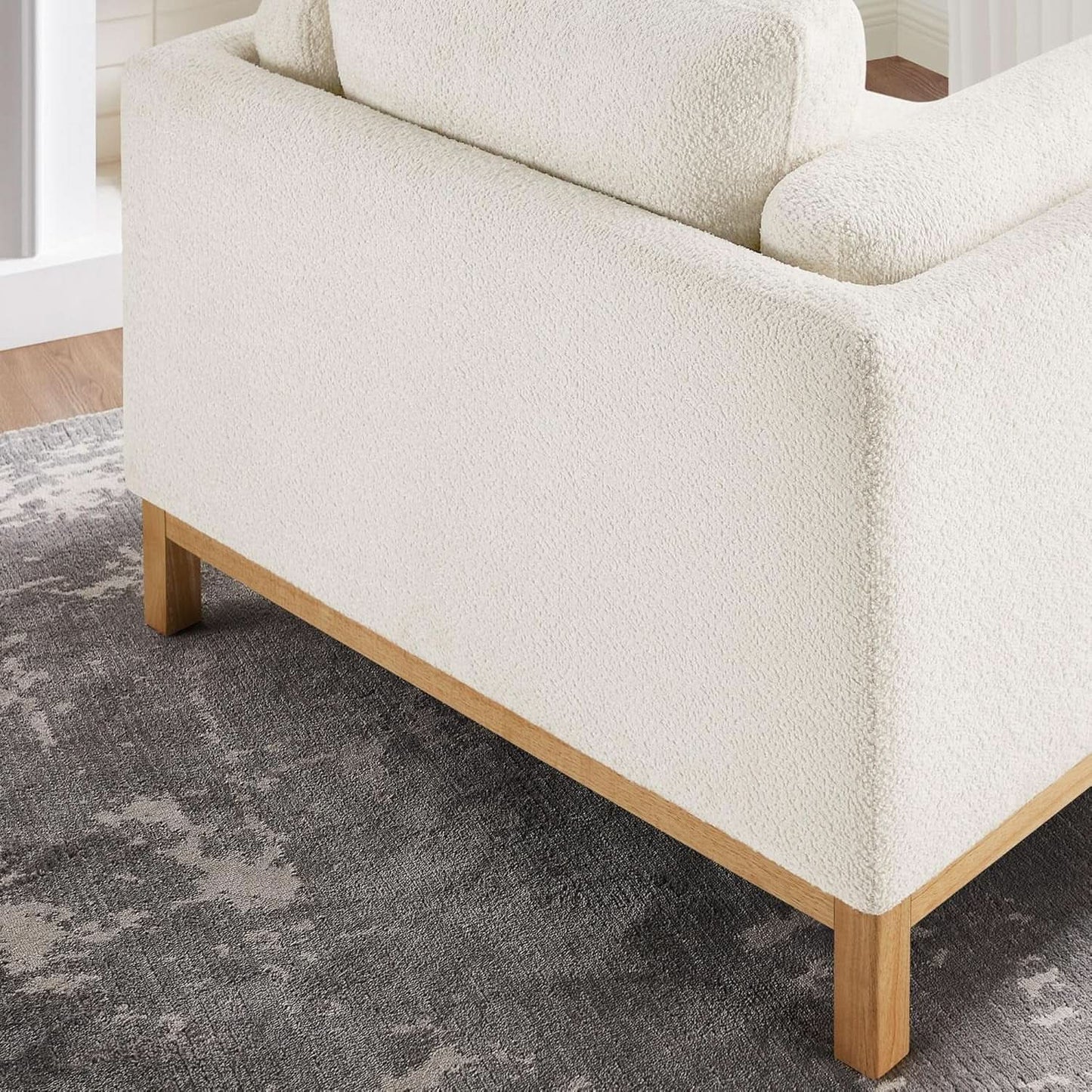 Beige 41.34 Inches Boucle Upholstered Accent Chair