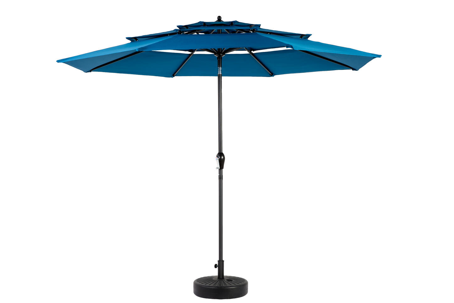 Patio Umbrella Auto Tilt 3 Tier Aluminum Dark Blue 10 Ft Crank
