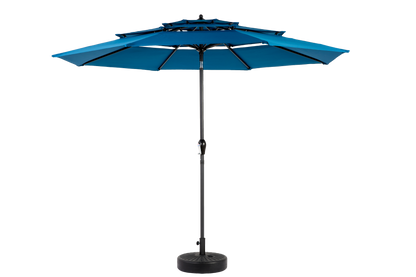 Patio Umbrella Auto Tilt 3 Tier Aluminum Dark Blue 10 Ft Crank