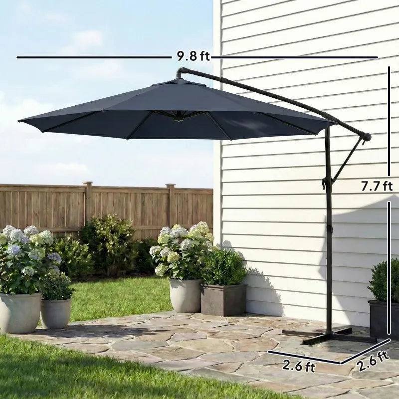 Patio Umbrella Cantilever Navy Blue 10ft Square 360 Degree Rotation