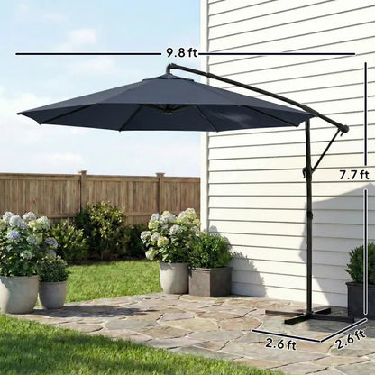 Patio Umbrella Cantilever Navy Blue 10ft Square 360 Degree Rotation