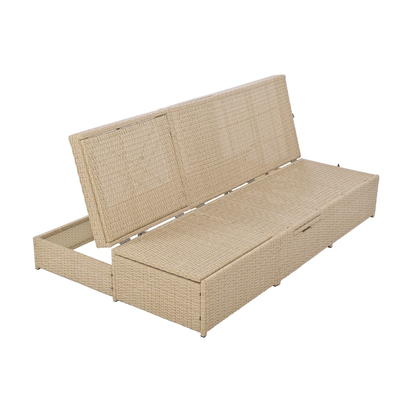 Outdoor Double Sunbed, Wicker Rattan Patio Reclining Chairs with Adjustable