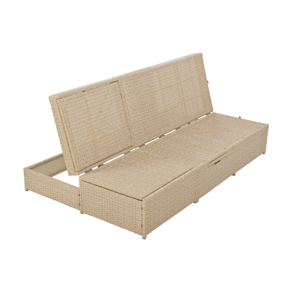 Outdoor Double Sunbed, Wicker Rattan Patio Reclining Chairs with Adjustable