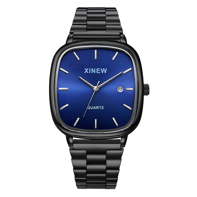 Fashionable Stainless Steel Strap Minimalist Calendar Quartz Watch