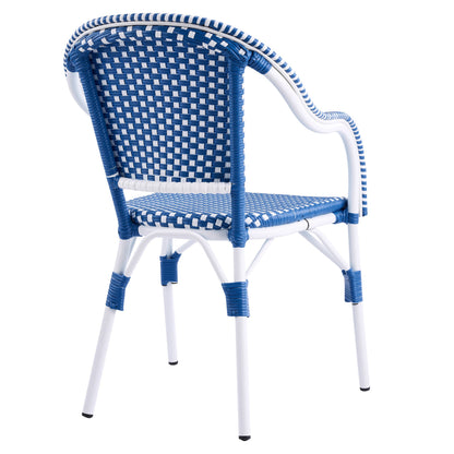 Outdoor Bistro Chairs Patio Dining Chairs Aluminum Frame PP Rattan Armchairs Set of 2