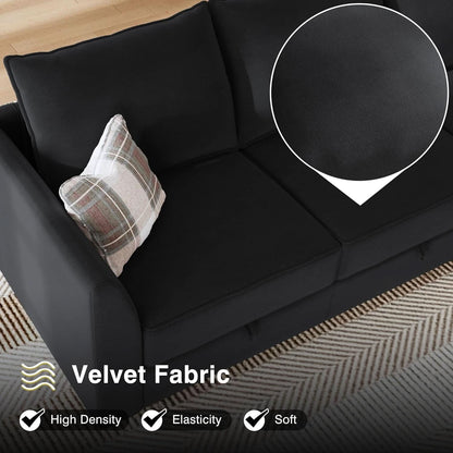 Premium Velvet Black Multifunctional Storage Ottoman