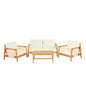 Outdoor Sofa Set Acacia Wood Textilene Teak Beige 4 Piece Seats 4