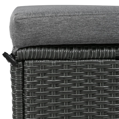 Outdoor Sectional Set PE Wicker Steel Gray 5 Piece L-Shape Seats 7