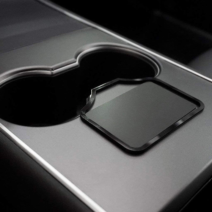 Acrylic Center Console Card Key Holder for Model 3/Y | Gloss Black | Anti-Slip