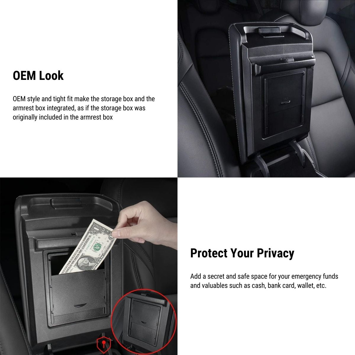 Hidden Center Console Organizer For Tesla Model 3 / Y