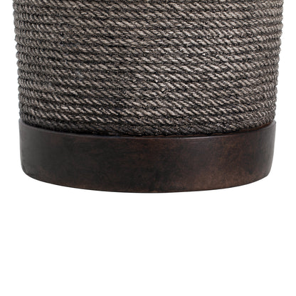 Outdoor Side Table MGO Braided Cord Cylinder Dark Brown 15.75x18in
