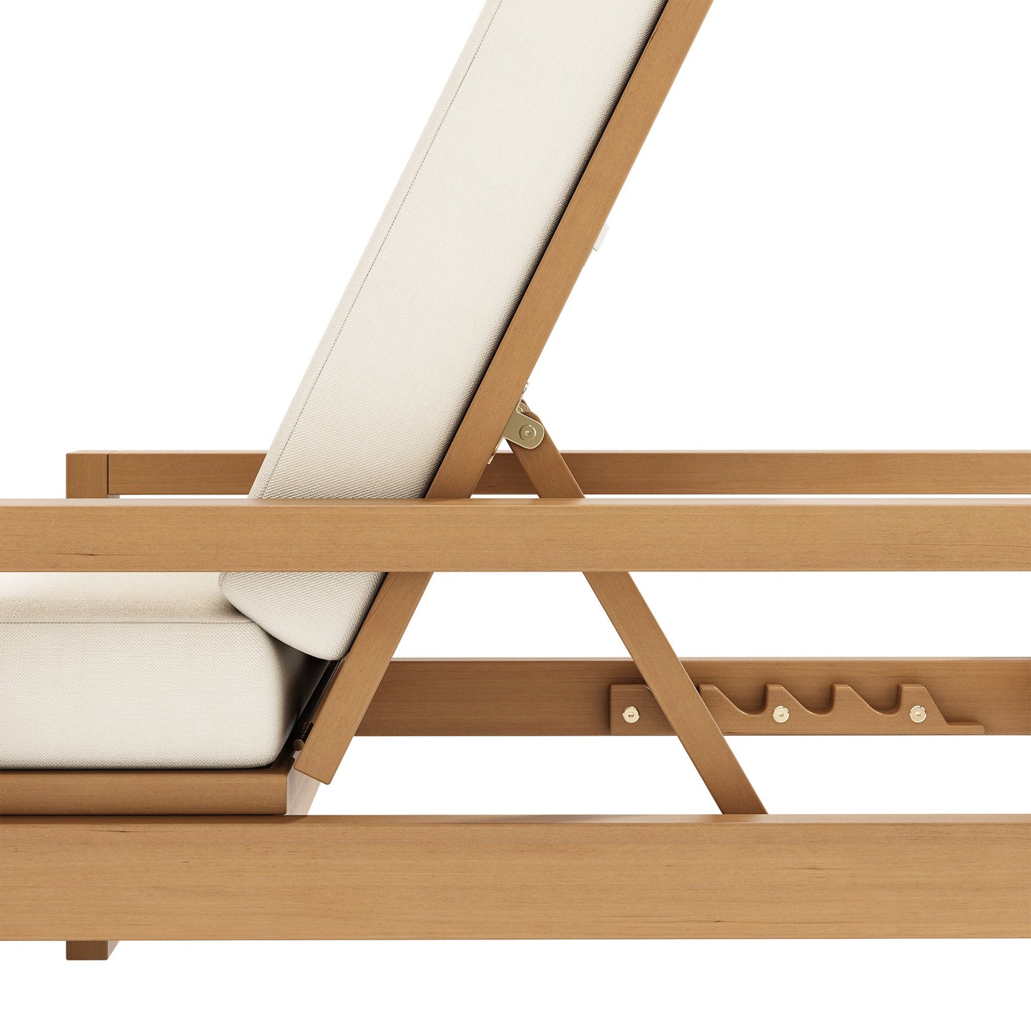 Outdoor Chaise Lounge Acacia Wood Light Teak Beige Cushion 5 Position 2
