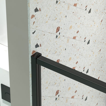56-60in W x 71in H Pivot Swing Glass Shower Door, Matte Black, 6mm Clear SGCC