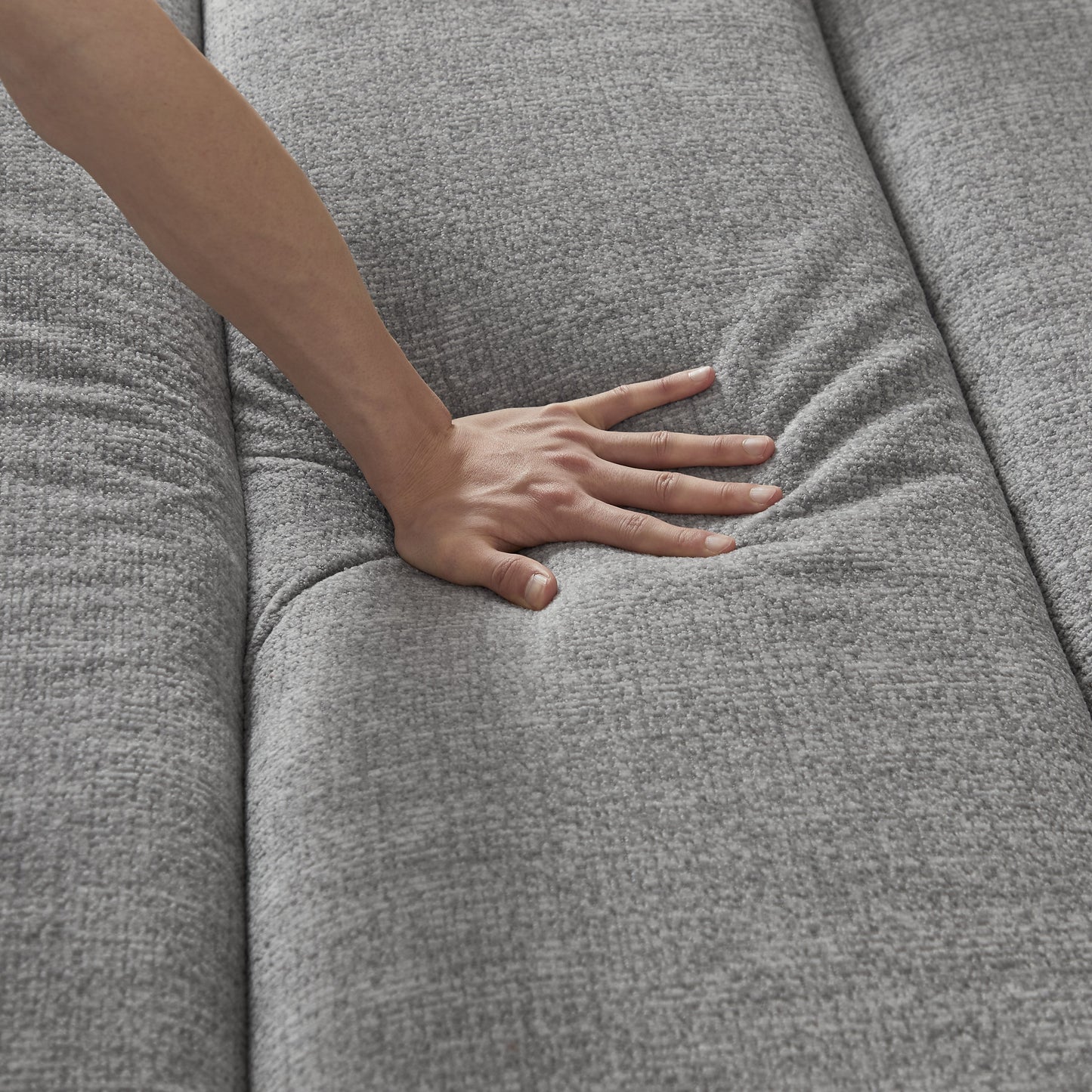 Sofa Oversized Chenille Gray 3 Seat 107 In No Assembly Pocket Spring