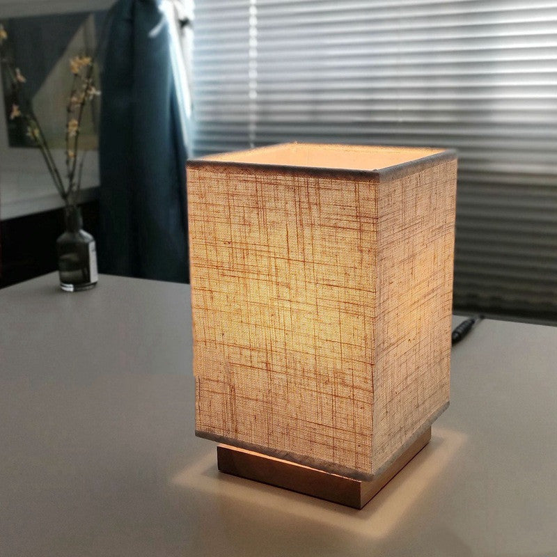 Japanese Zen Square Wood Table Lamp, Adjustable