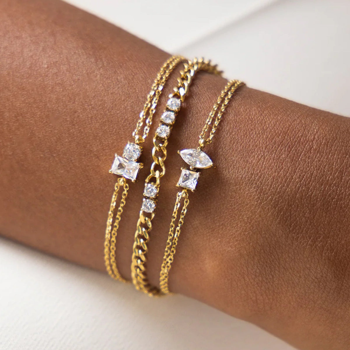 Double-diamond Double-layer Chain Bracelet