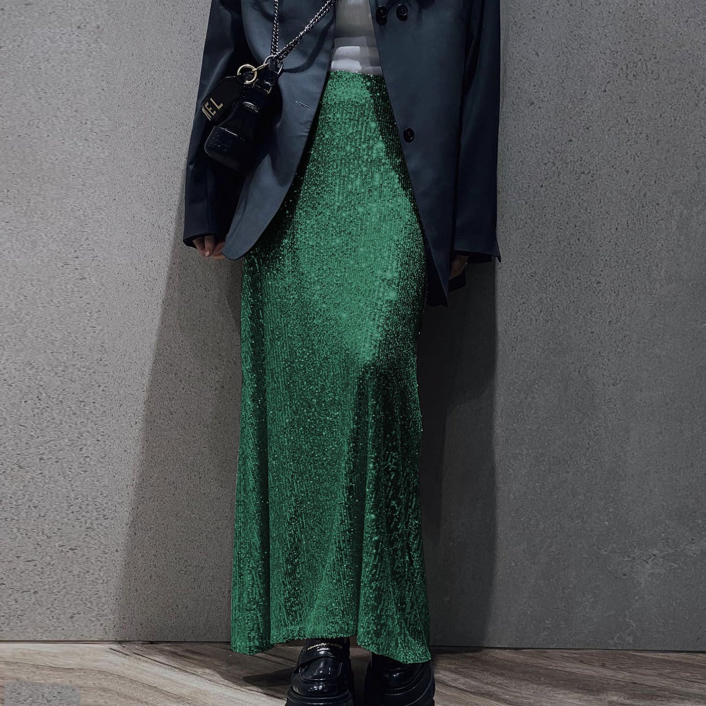 High-density Sequin Midi Skirt For Women Social Media Favorite