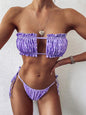 Ruched bikini set with flirty frill trim
