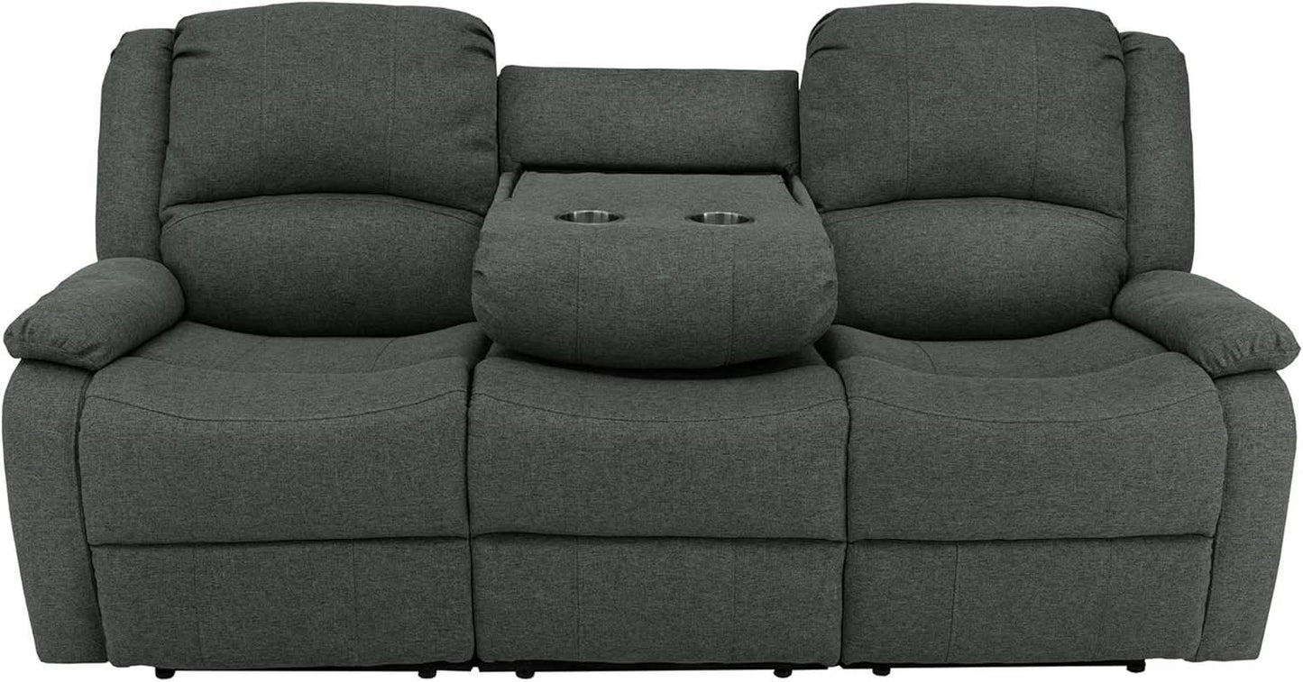 80-Inch RV Triple Recliner Sofa With Convertible Console