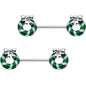 9/16 Minty Green Christmas Candy Cane Wreath Barbell Nipple Ring Set