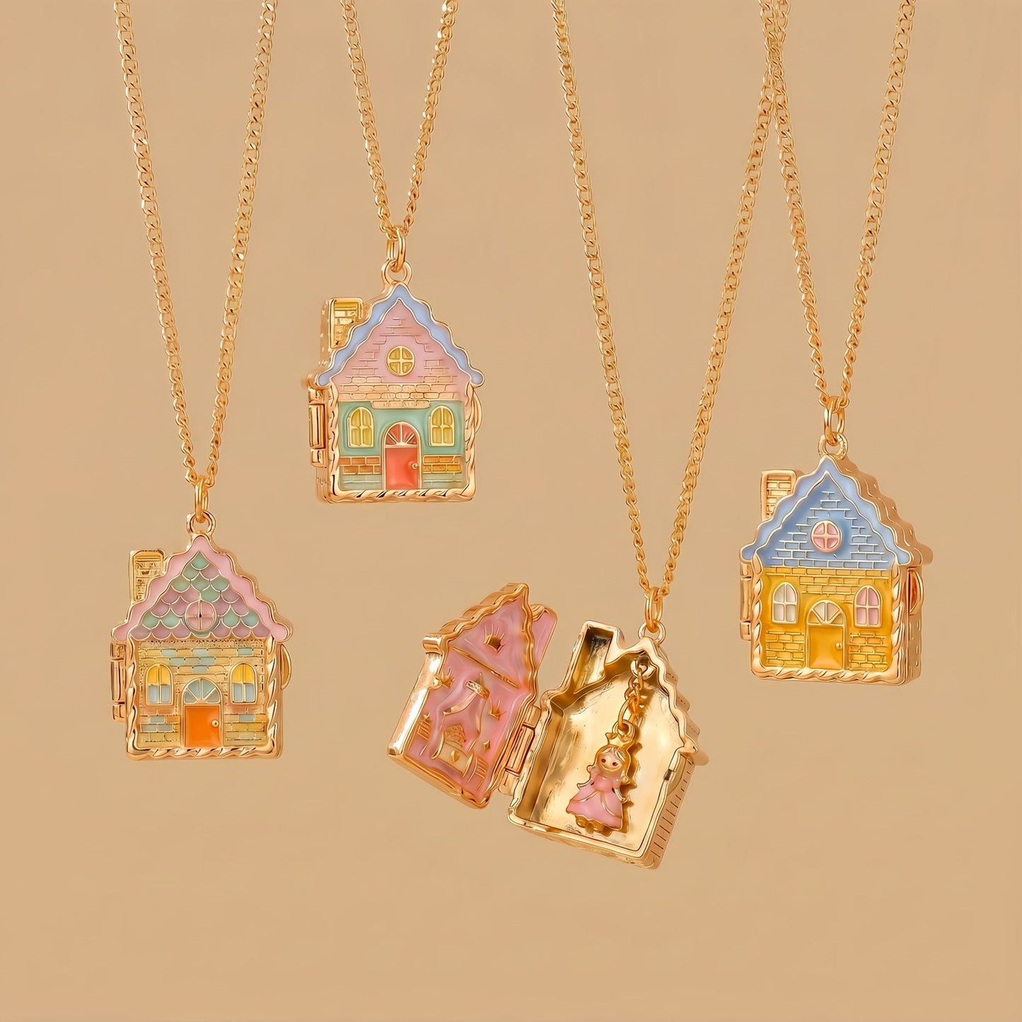 Gingerbread House Series Openable Pendant Necklace