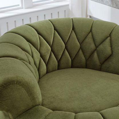 Swivel Accent Chair 360 Degree Chenille Green Oversized Round 45.9x42.7 In