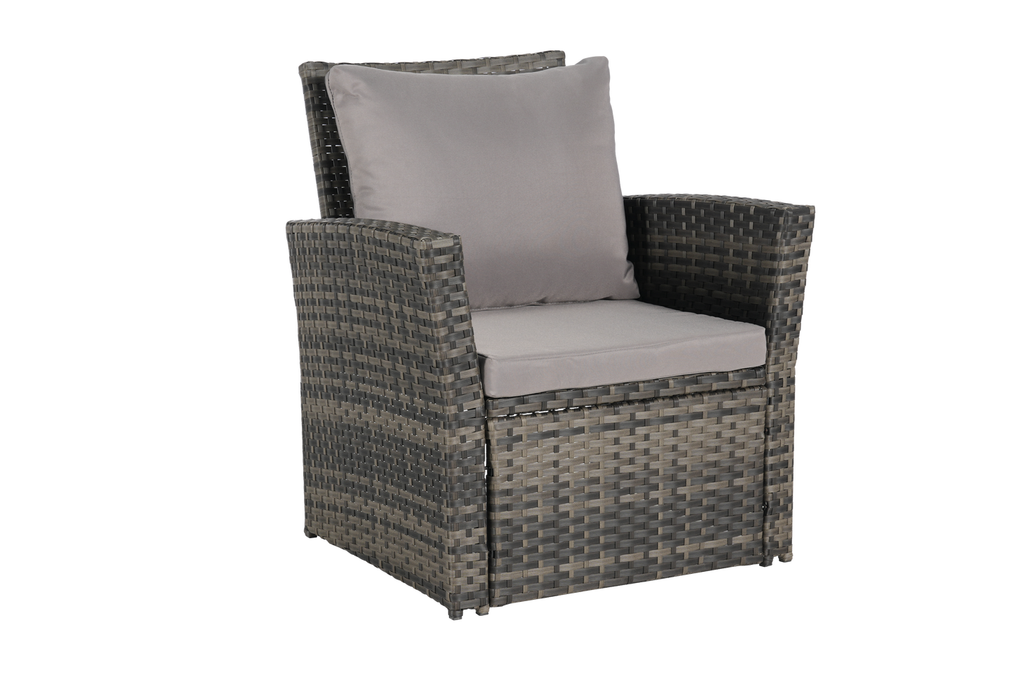 Outdoor Patio Set PE Rattan Steel Dark Gray 4 Piece Glass Seats 4