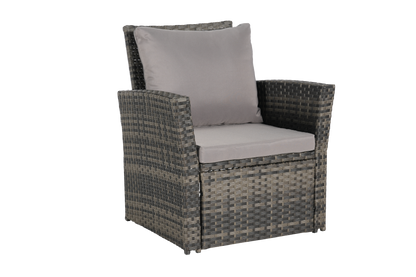 Outdoor Patio Set PE Rattan Steel Dark Gray 4 Piece Glass Seats 4