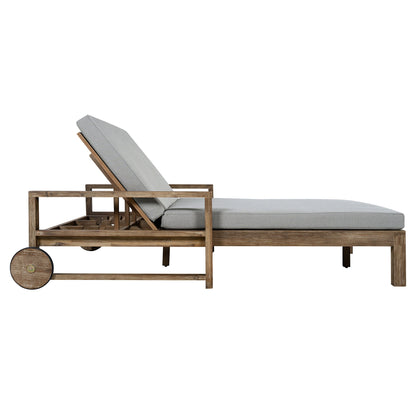 Outdoor Daybed Acacia Wood Farmhouse Gray with Wheels 2 Person