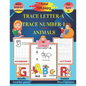 Trace letter-A & Trace number-1 with animals: Kindergarten handwriting workbook(alphabet activity book, letter tracing book, number tracing book) - Paperback