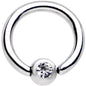 16G 1/4 Clear Gem BCR Captive Ring