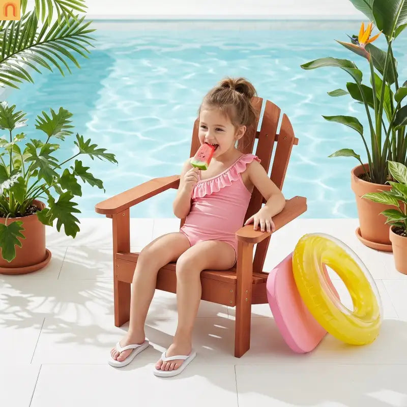 Outdoor Kids Adirondack Chair Hemlock Wood Red 80lb Capacity
