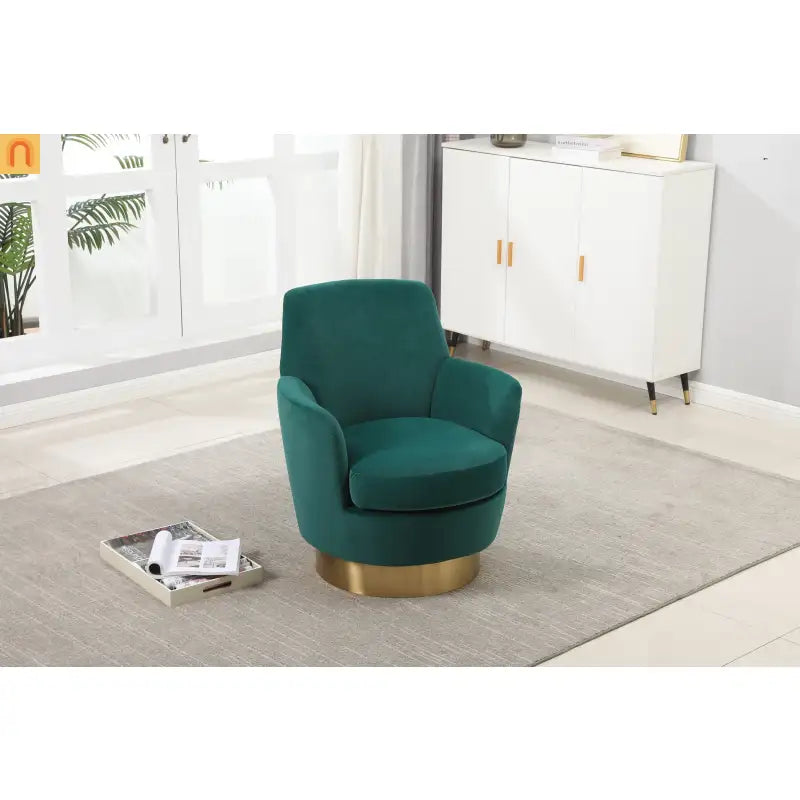 Accent Chair Barrel Swivel Velvet Emerald 360 Degree 300 lb 29in
