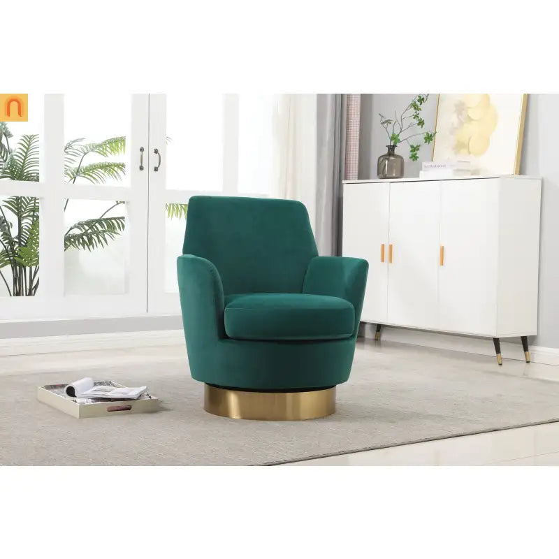 Accent Chair Barrel Swivel Velvet Emerald 360 Degree 300 lb 29in