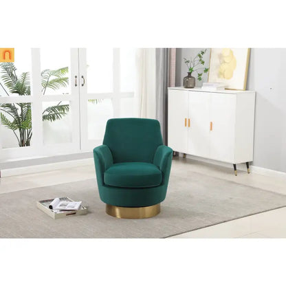 Accent Chair Barrel Swivel Velvet Emerald 360 Degree 300 lb 29in