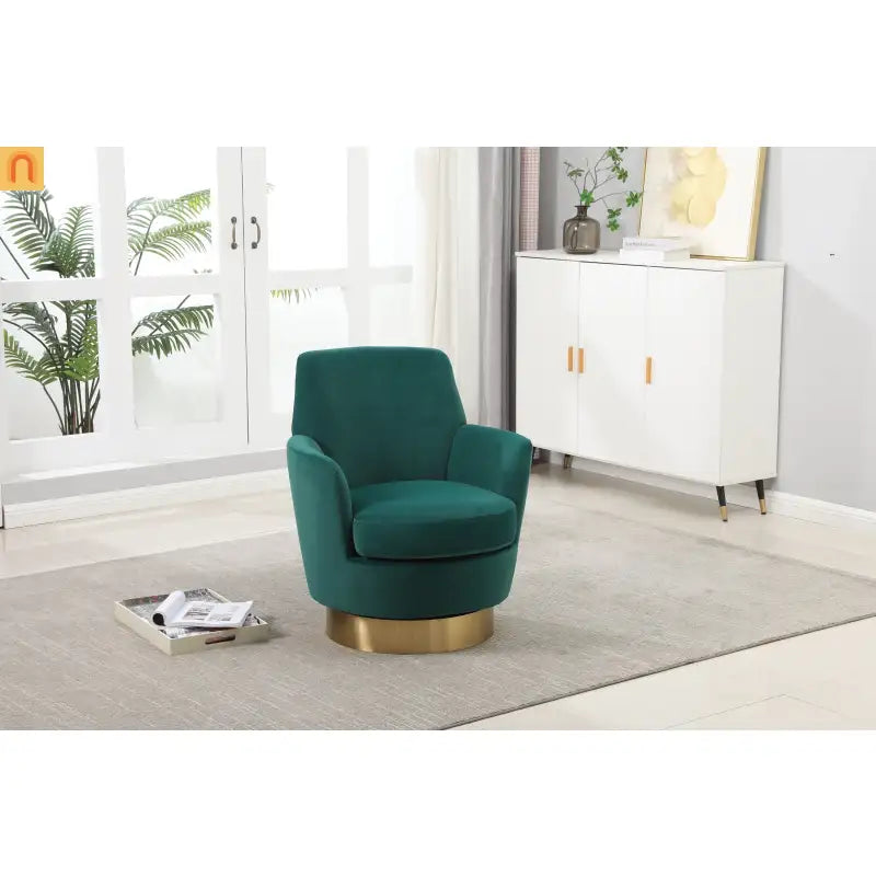 Accent Chair Barrel Swivel Velvet Emerald 360 Degree 300 lb 29in
