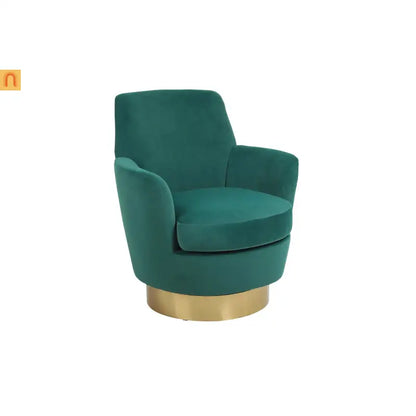 Accent Chair Barrel Swivel Velvet Emerald 360 Degree 300 lb 29in