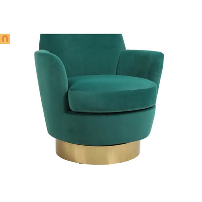 Accent Chair Barrel Swivel Velvet Emerald 360 Degree 300 lb 29in