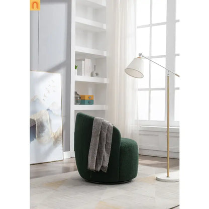 Dark Green Barrel Swivel Accent Chair 25in