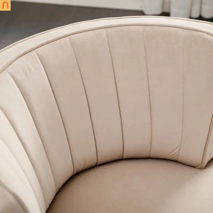 Accent Chair Barrel Swivel Velvet Beige 360 Degree 300 lb 25in