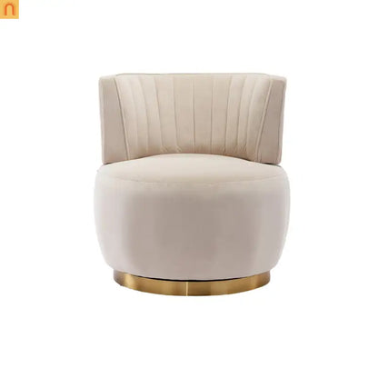 Accent Chair Barrel Swivel Velvet Beige 360 Degree 300 lb 25in